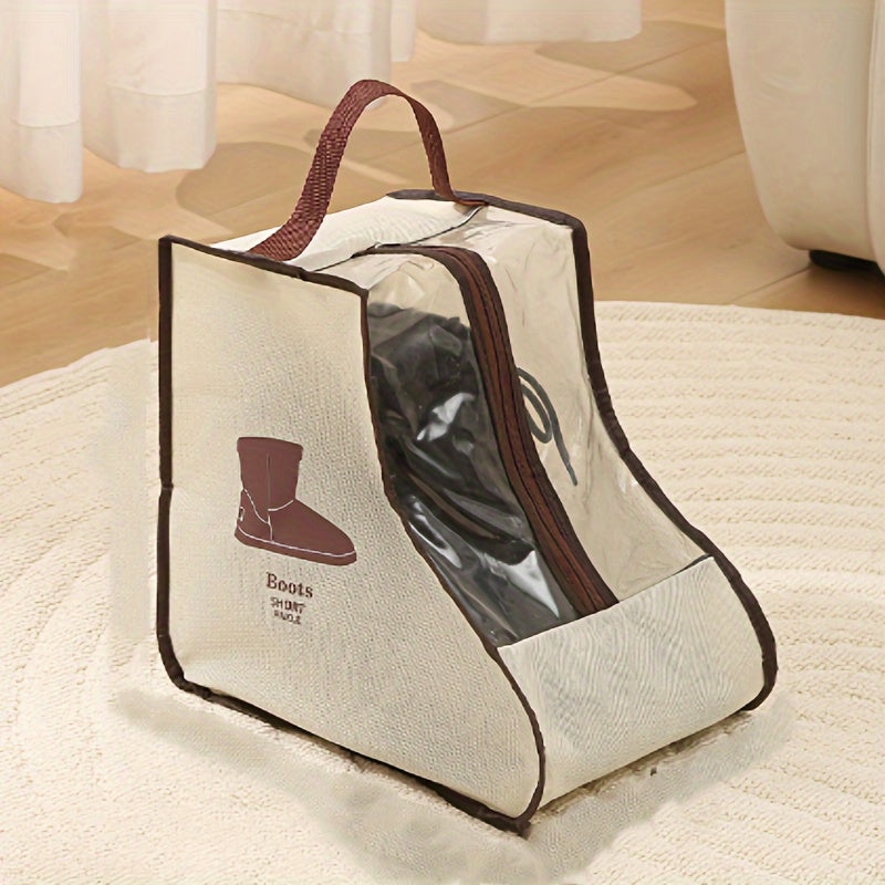 Fabric Shoe Storage Bag with Transparent Dustproof Moisture-Proof for Long and Ankle Boots