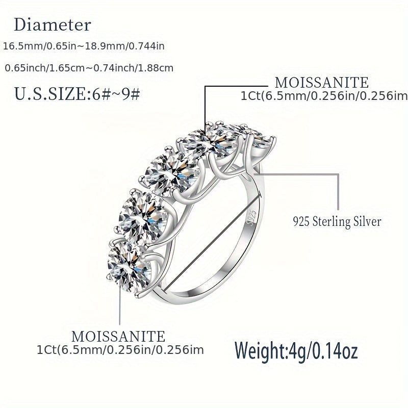 Sterling Silver Moissanite Promise Ring 0.5 Carat or 1 Carat Engagement Wedding Gift