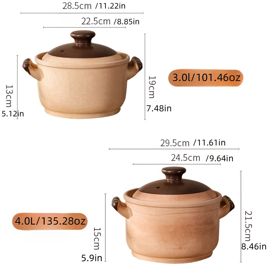 Представляем набор керамических кастрюль 1Set, жаропрочную кухонную посуду, совместимую с газовыми плитами и духовками. Этот набор идеально подходит для приготовления рагу и имеет большую емкость 135,28 унций, что делает его подходящим для 4-5 человек.