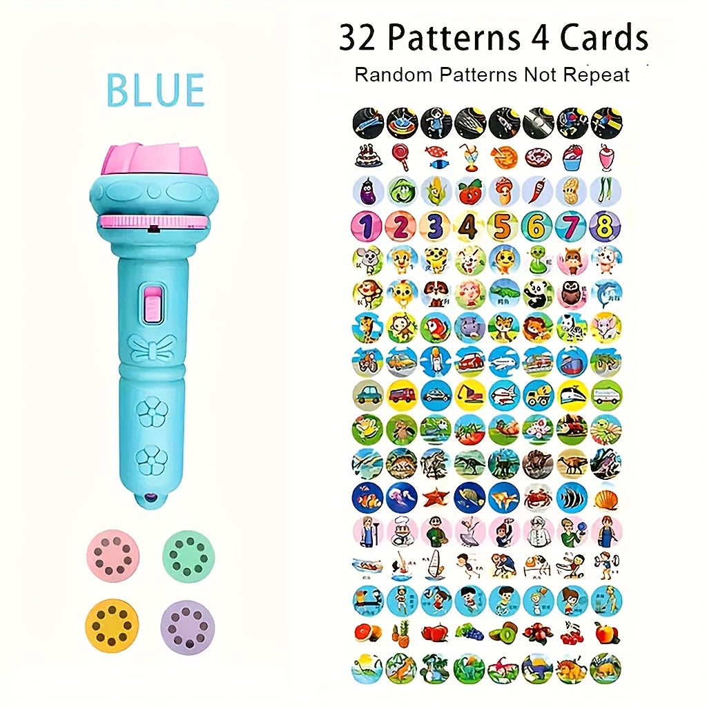 Linterna de proyección para niños con 32 patrones educativos para edades de 5-10 años, juguete duradero de ABS