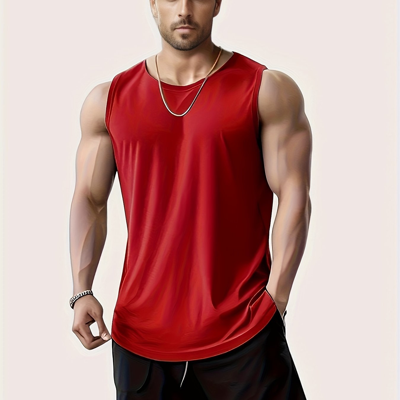 Men's Plus Size Sleeveless Tank Top for Running Training and Workouts Quick-Dry Breathable Polyester