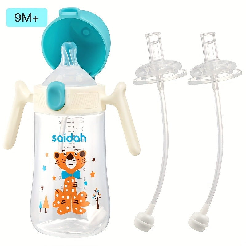 10oz Leak-Proof BPA-Free Silicone Feeding Bottle with Straw for Kids