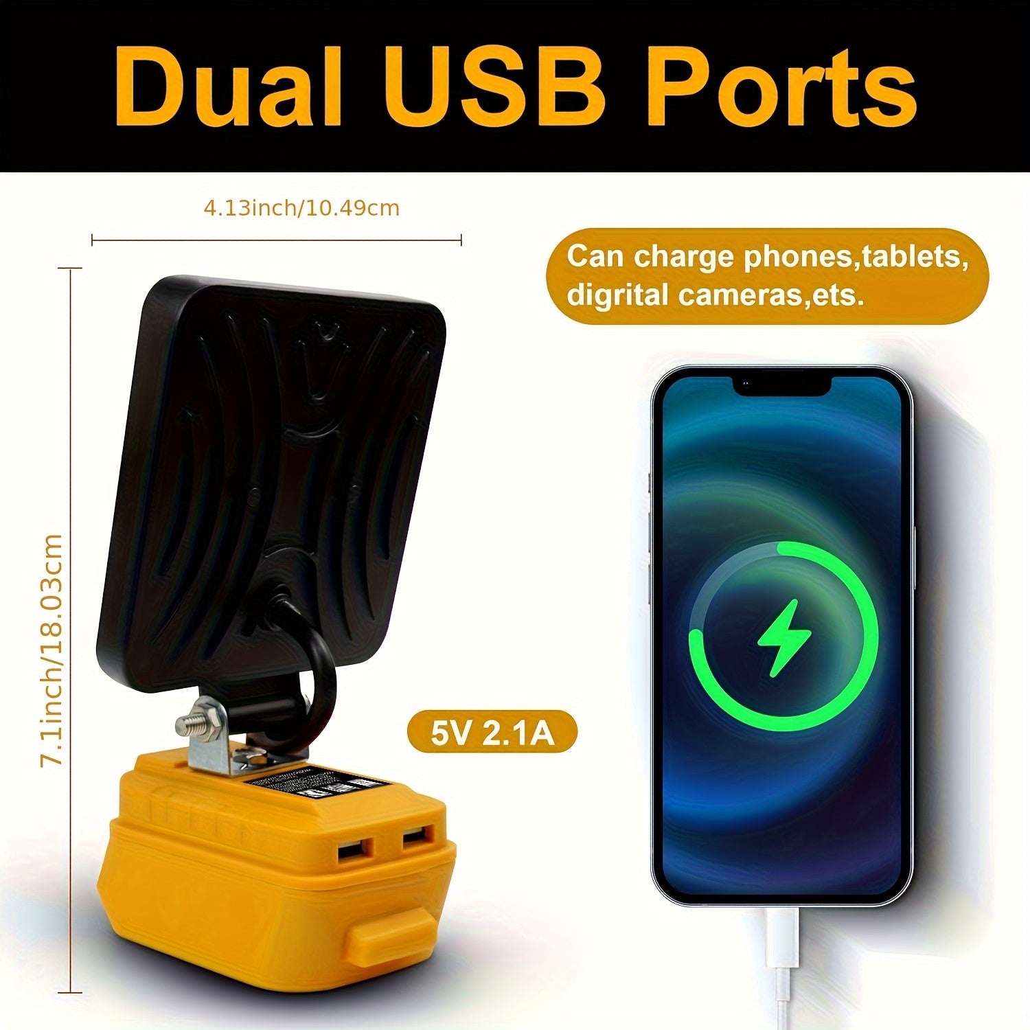 LED Work Light 20V MAX Battery Compatible Portable Recessed Plastic Outdoor Camping Job Site