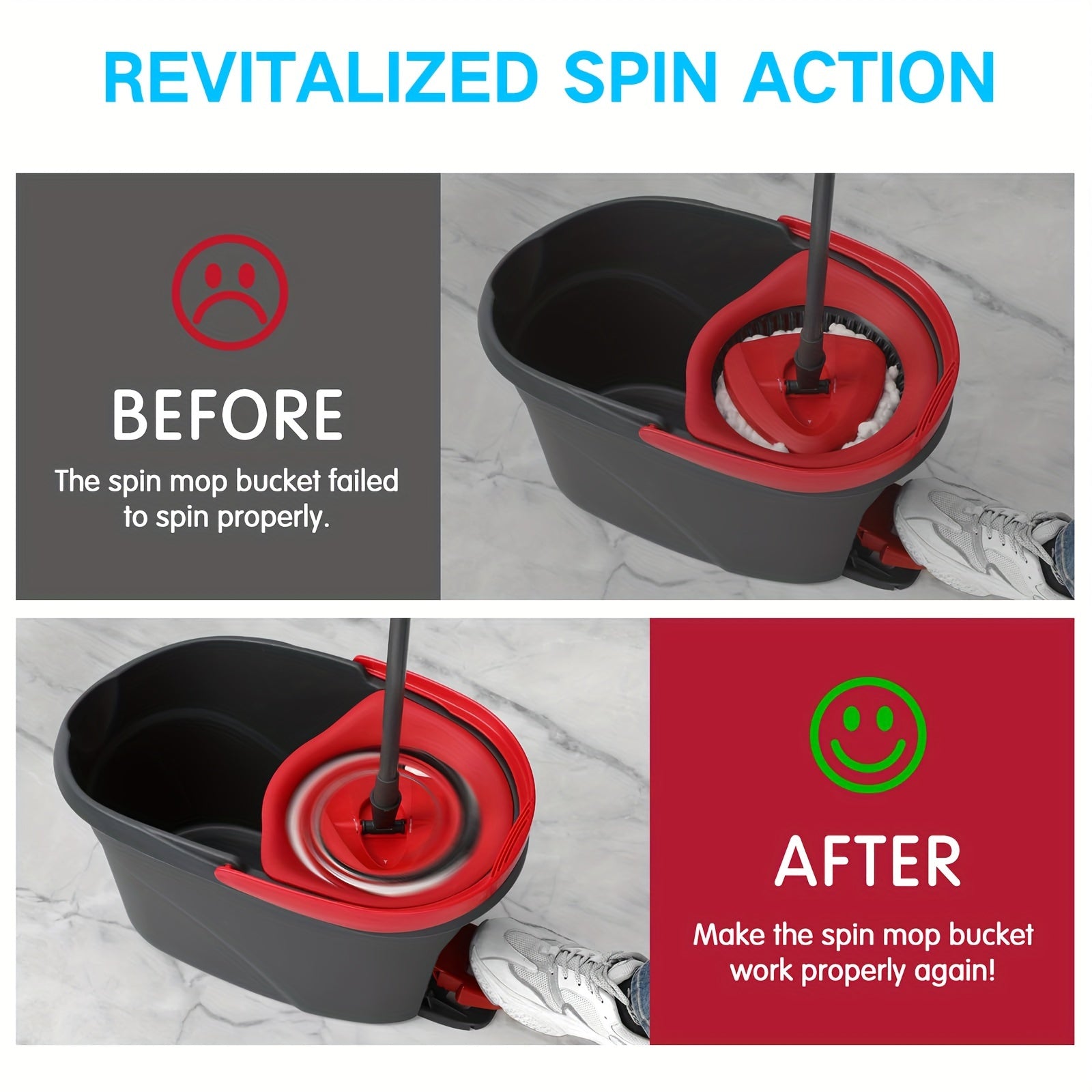 2pcs Broom Rotary Replacement with One-Way Clutch Bearing for Kitchen and Living