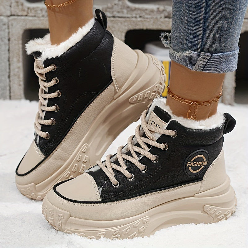 Women's Fleece-Lined Thick-Soled Ankle Boots and Running Shoes Warm Winter