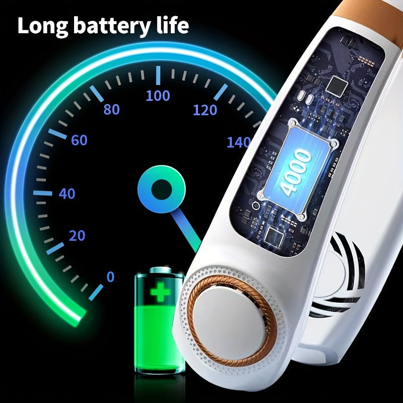 USB Rechargeable Wearable Mini Fan with LED Light, Portable Personal Cooling