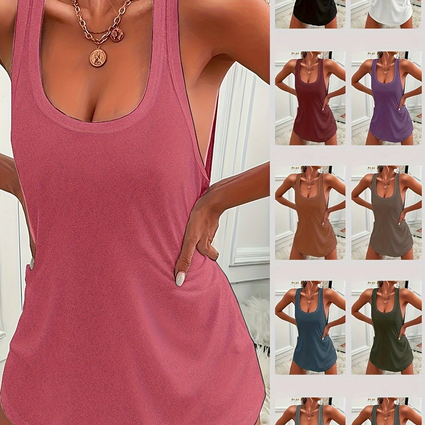 Women's Sleeveless Sleep Dress with Curved Hem Polyester Nightgown for All Seasons