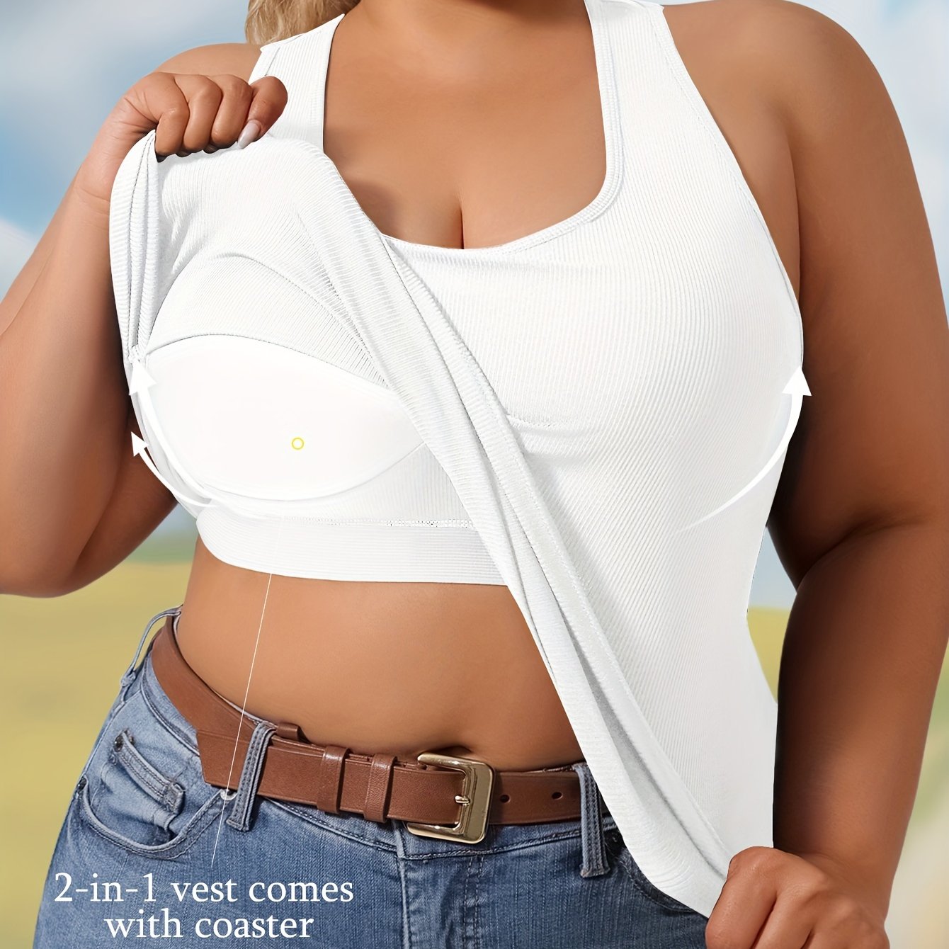 Women's Plus Size Solid Color Racerback Yoga Vest With Cup Padding