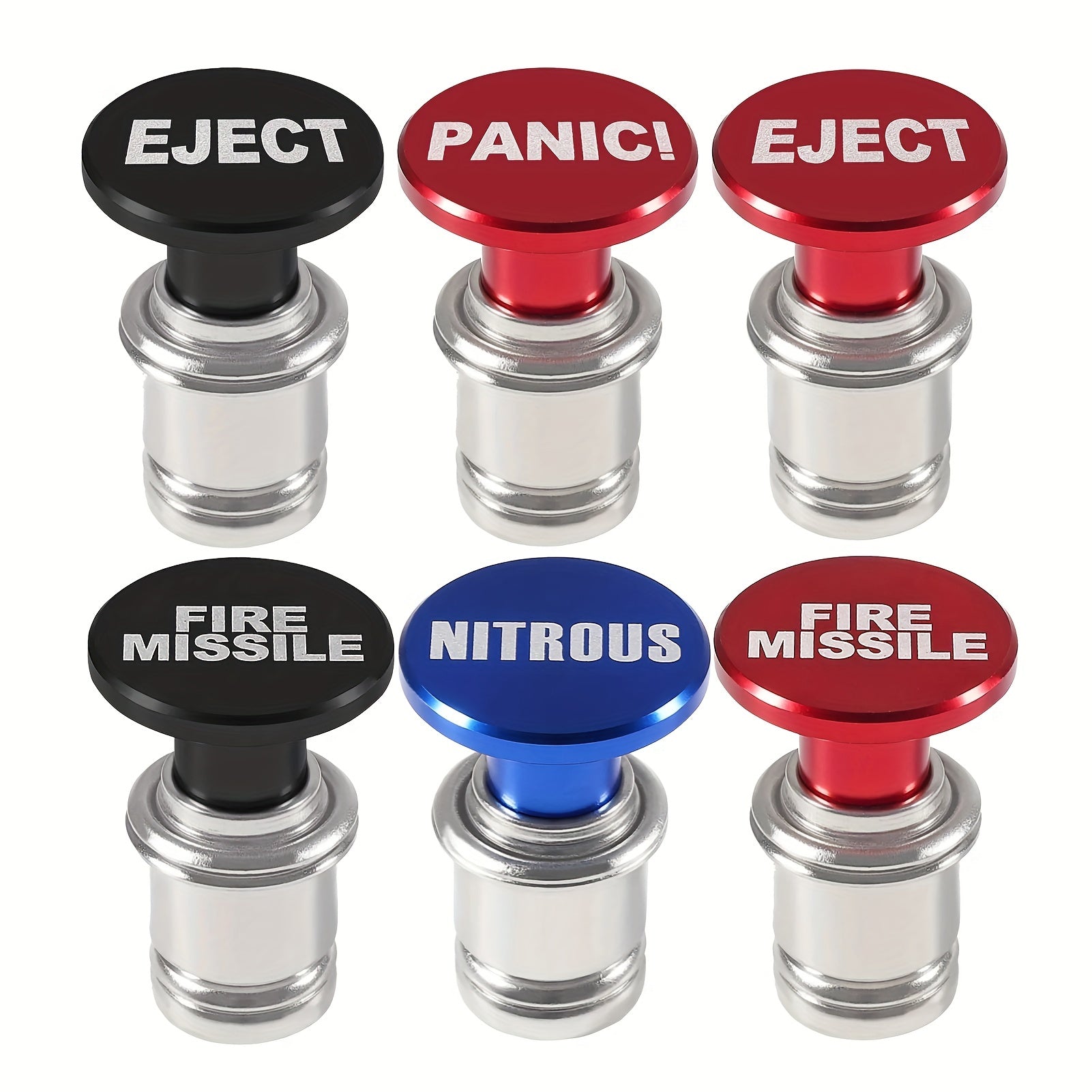 Car Interior Aluminum Dustproof Plug Button 12V Fire Missile Eject Panic Kit