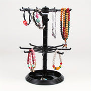Two-Tiered Rotating Jewelry Display Rack for Necklaces Earrings Bracelets and Accessories