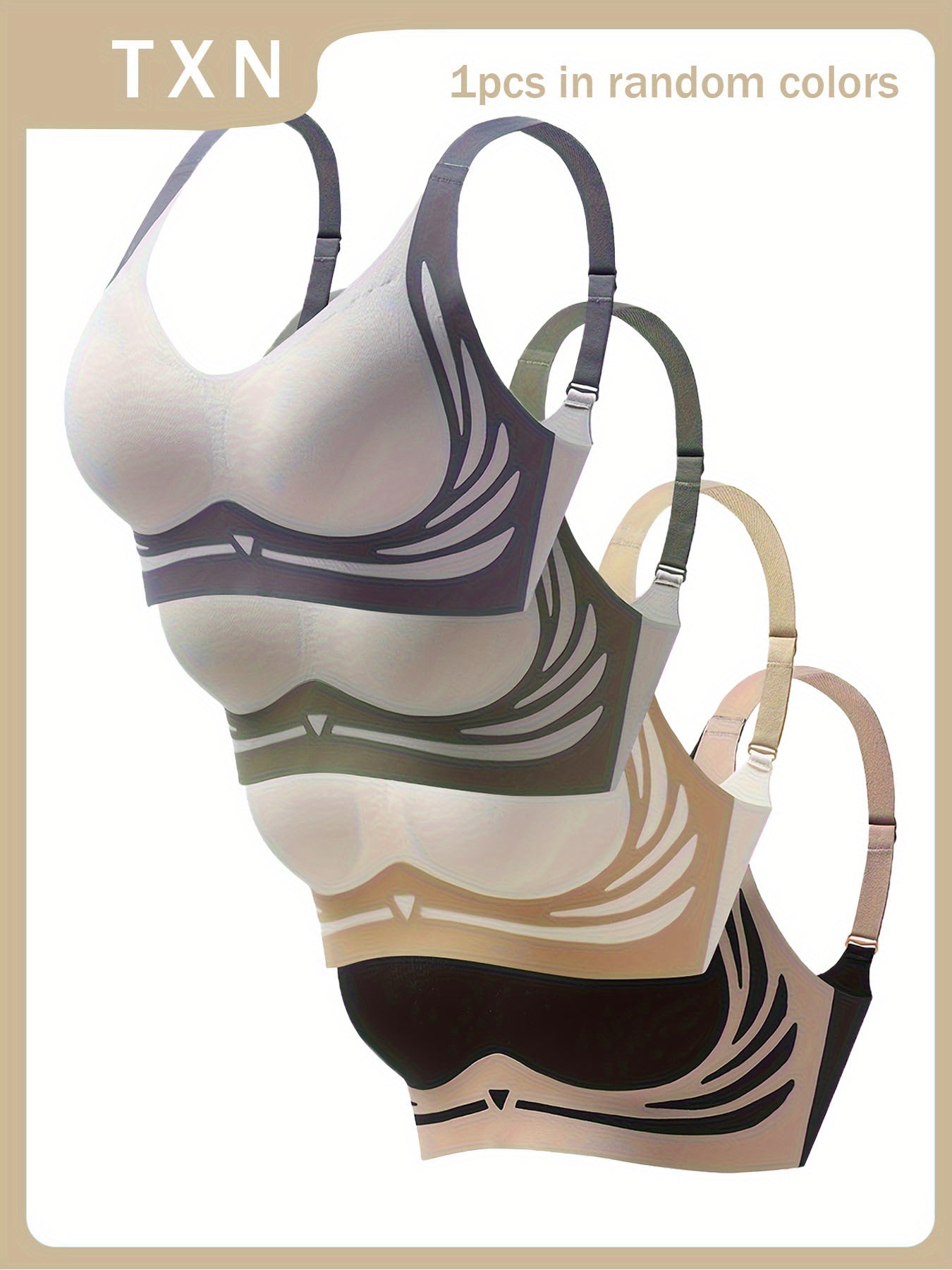 Women's Casual Comfort Bra Black One Size Wireless Non-Underwire