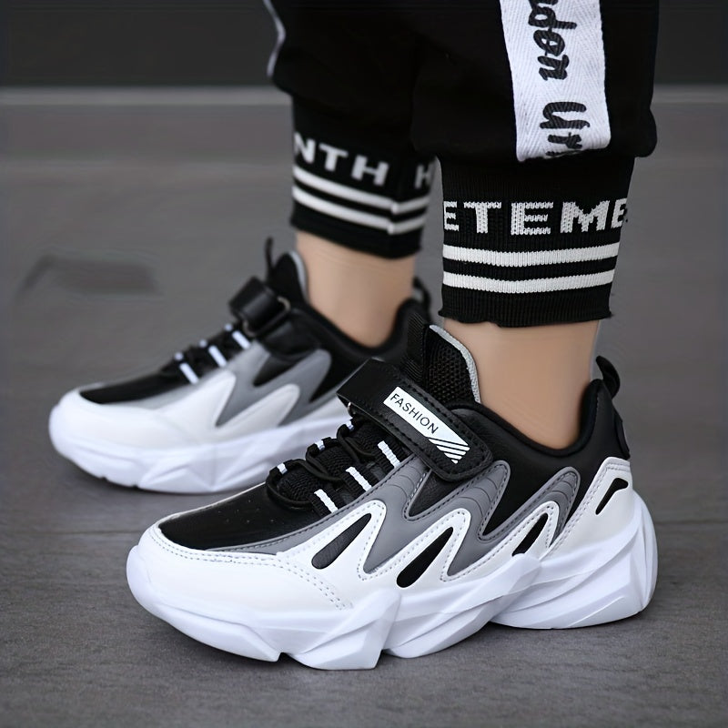 Детские беговые кроссовки дышащие с однотонным узором, низкий топ, застежка на липучке для возрастов до 14 лет