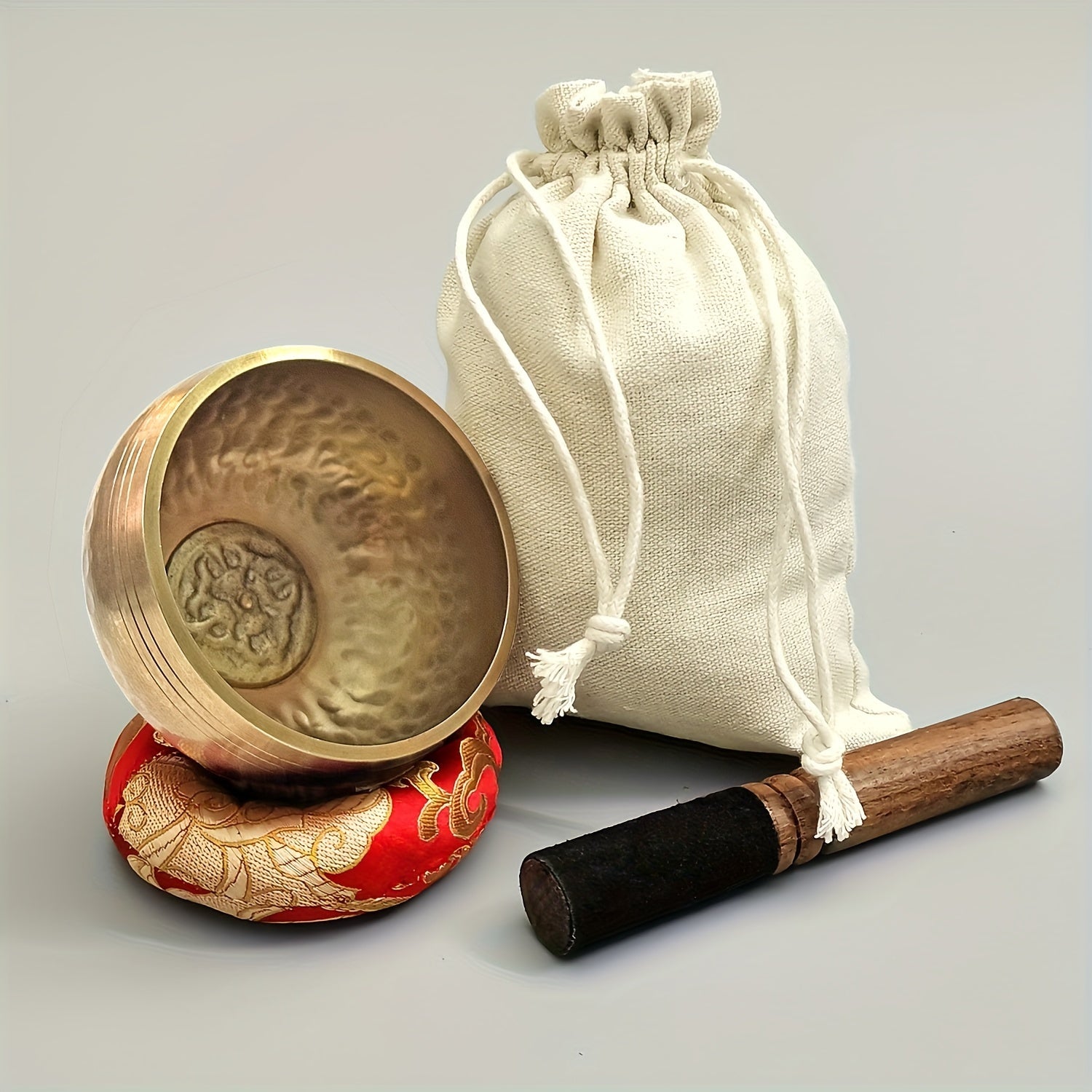 3.15 dyuymli ovozli chashka meditatsiya yoga uchun aksessuarlar bilan qora, sariq, oltin