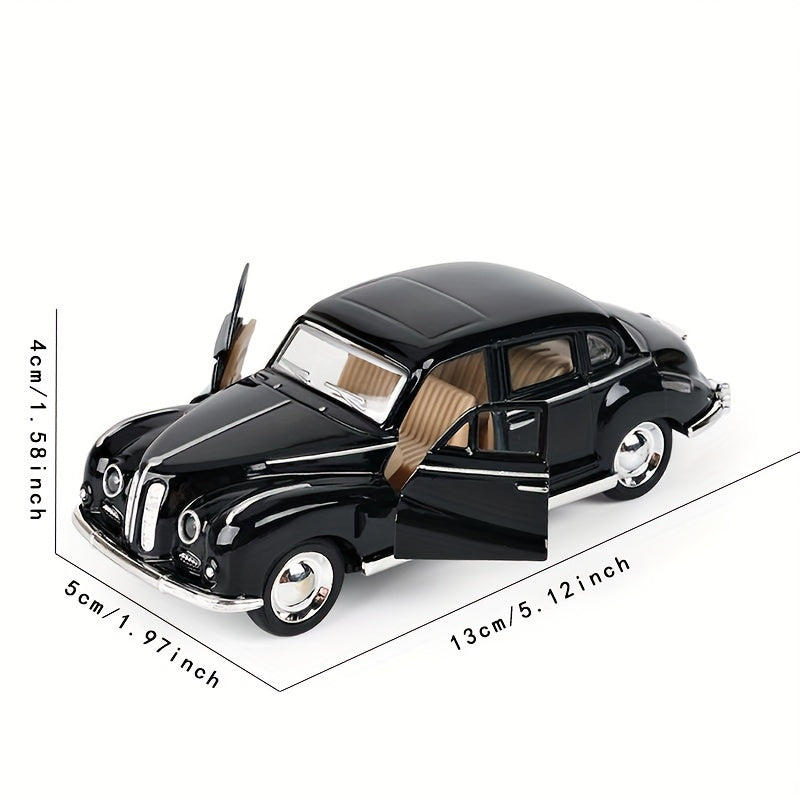 Coche de juguete de arrastre con temática de película vintage a escala 1:32 de metal, regalo para niños