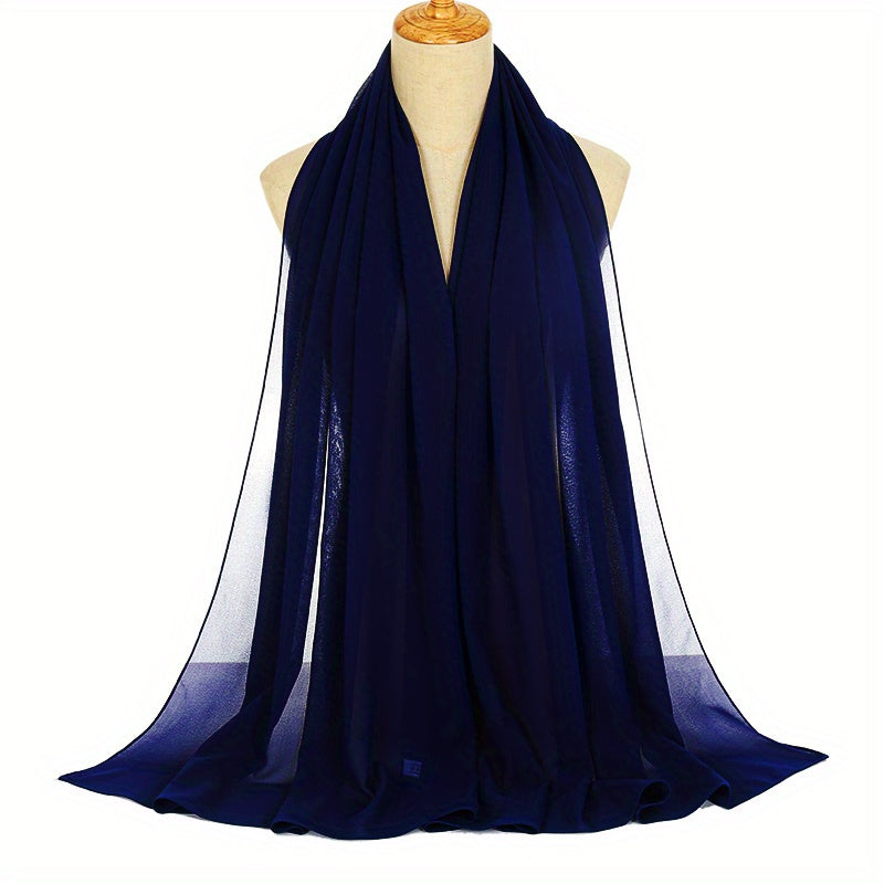 Black and White Chiffon Hijab Lightweight Breathable Headscarf for Women