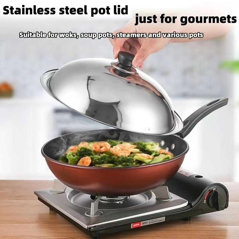 Stainless Steel Pot Lid with Heat-Resistant Bead Handle Fits Different Sizes Easy to Clean