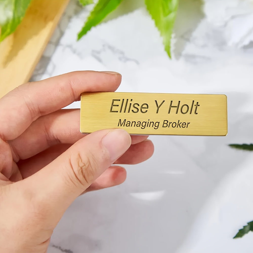 Personalized Engraved Name Badge Magnet with Custom Label or Pin