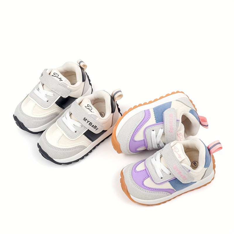Toddler Boys Girls Striped Breathable Non-Slip Sneakers with Adjustable Strap for Outdoor Casual Spring Fall