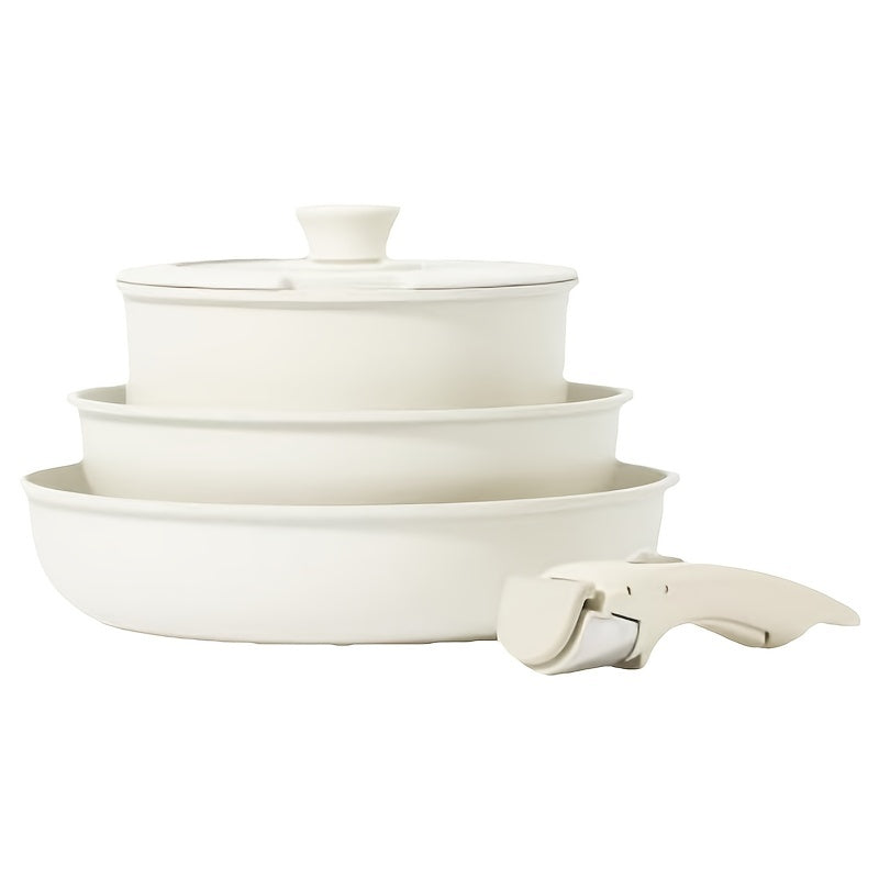 Induksion gaz plitasi uchun ajraladigan tutqichli 5 ta qismdan iborat Nonstick Maifan tosh idishlar to'plami