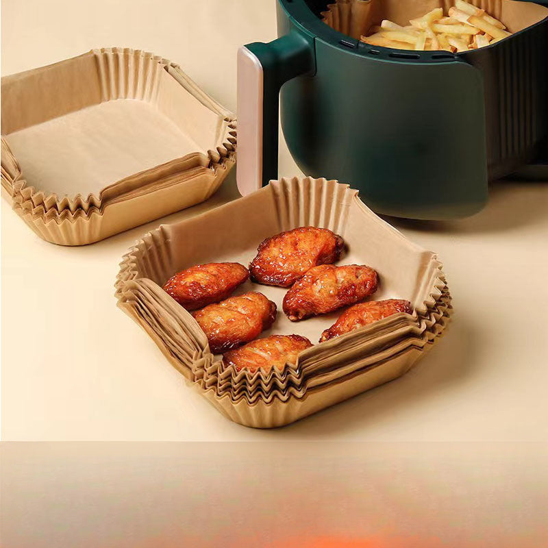 Set of 100 Reusable Unbleached Square Air Fryer Liners Food-Safe Microwave Accessories