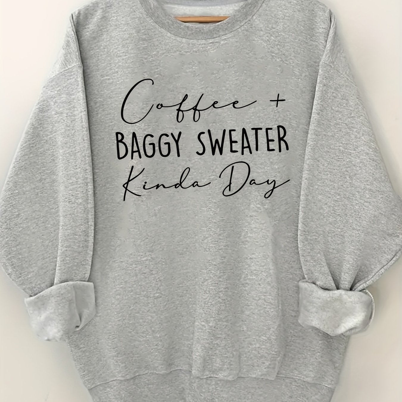 Plus Size Letter Print Sweatshirt Women’s Casual Long Sleeve Crew Neck Pullover