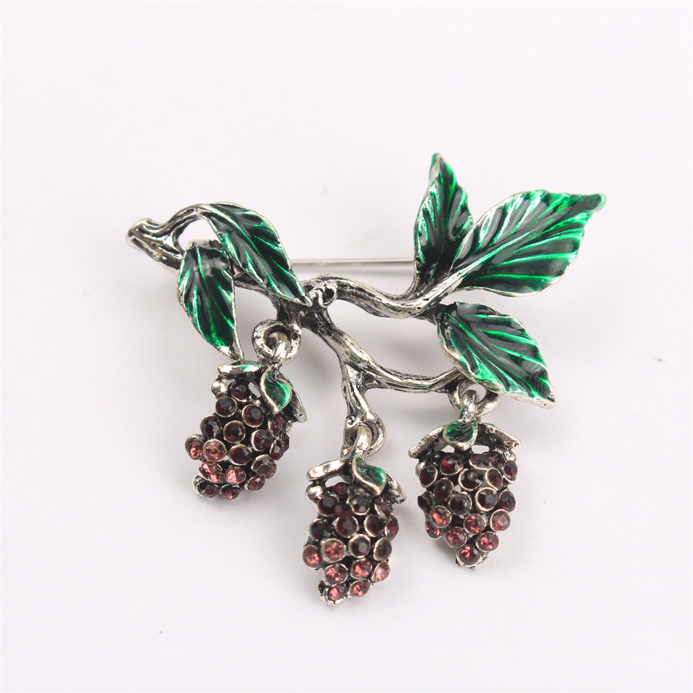 Mulberry mevali broshlar rhinestones bilan kiyinganlar uchun kiyinganlar uchun sumkalar, shlyapa, zargarlik buyumlari