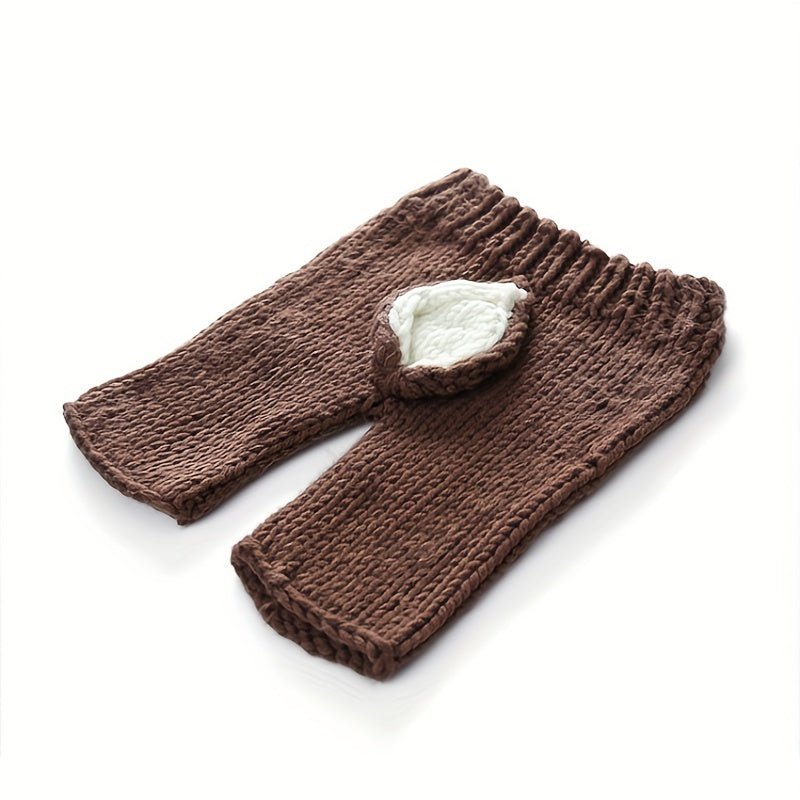 Qo'l bilan tayyorlangan Rojdestvo kiyik, qahva rangidagi ikki qismli to'plam, bolalar uchun velur to'qilgan fotosurat aksessuarlari