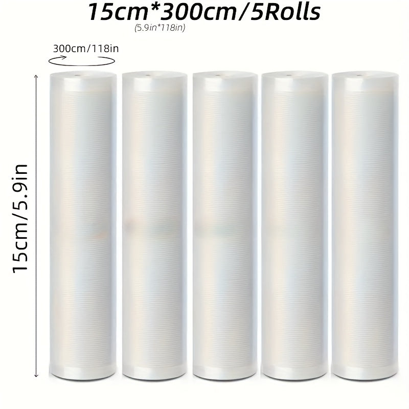 5pcs Vacuum Seal Rolls 3m Textured BPA-Free for Meat Veggies Fruits Storage