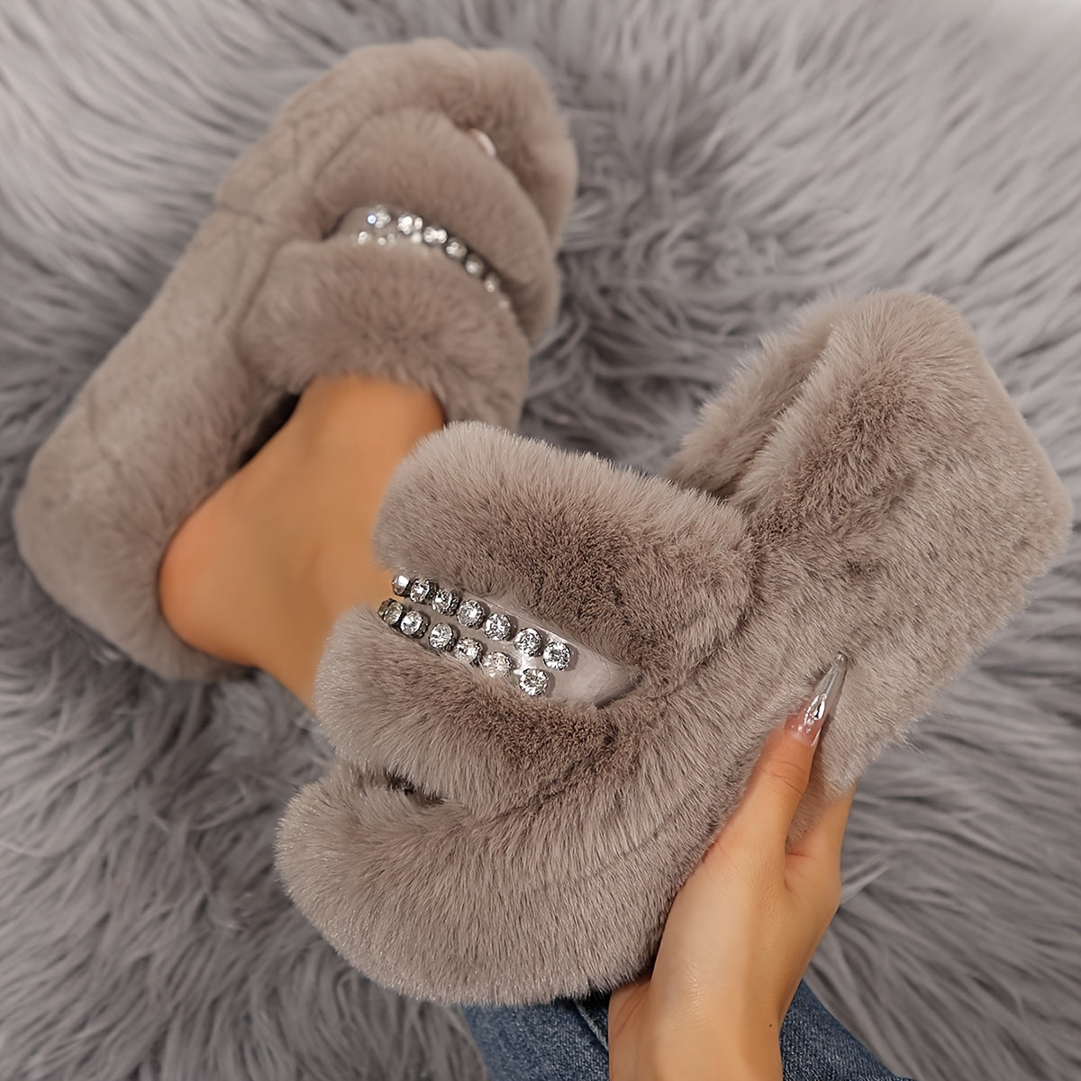 Women's Faux Fur Home Slippers Warm Indoor Shoes Lounge Wear