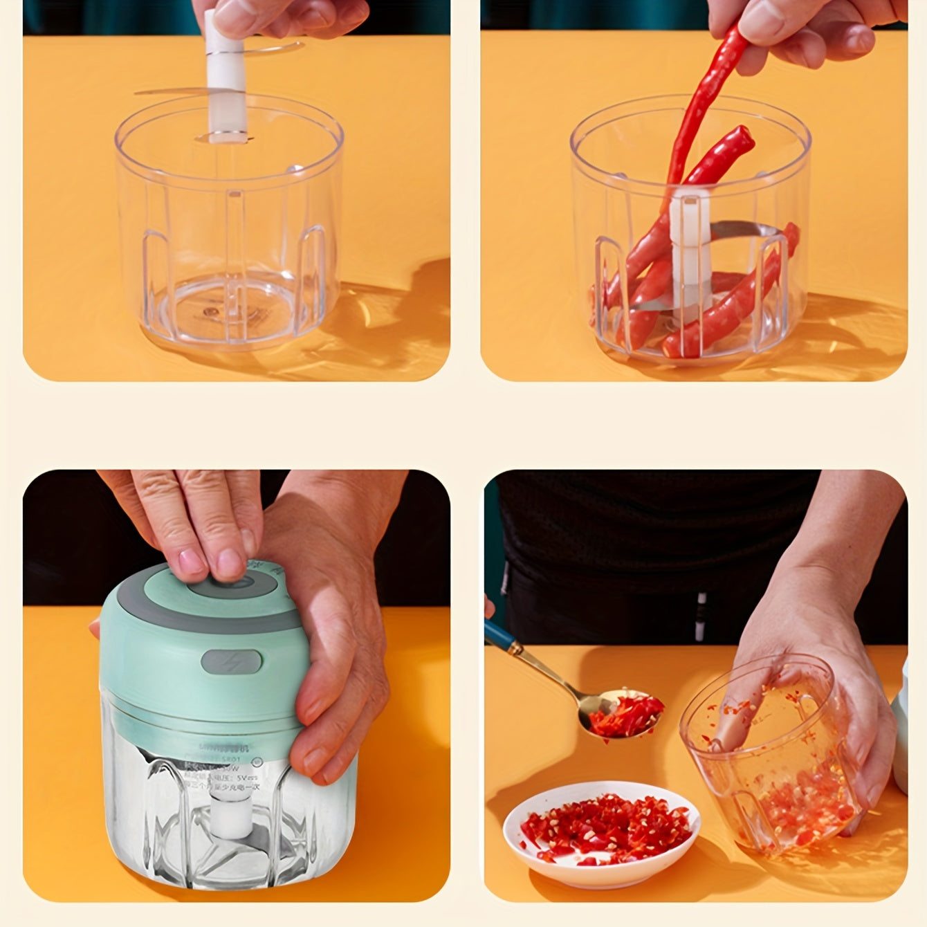 USB Rechargeable Mini Food Processor with Powerful Blender and Easy-Clean Design