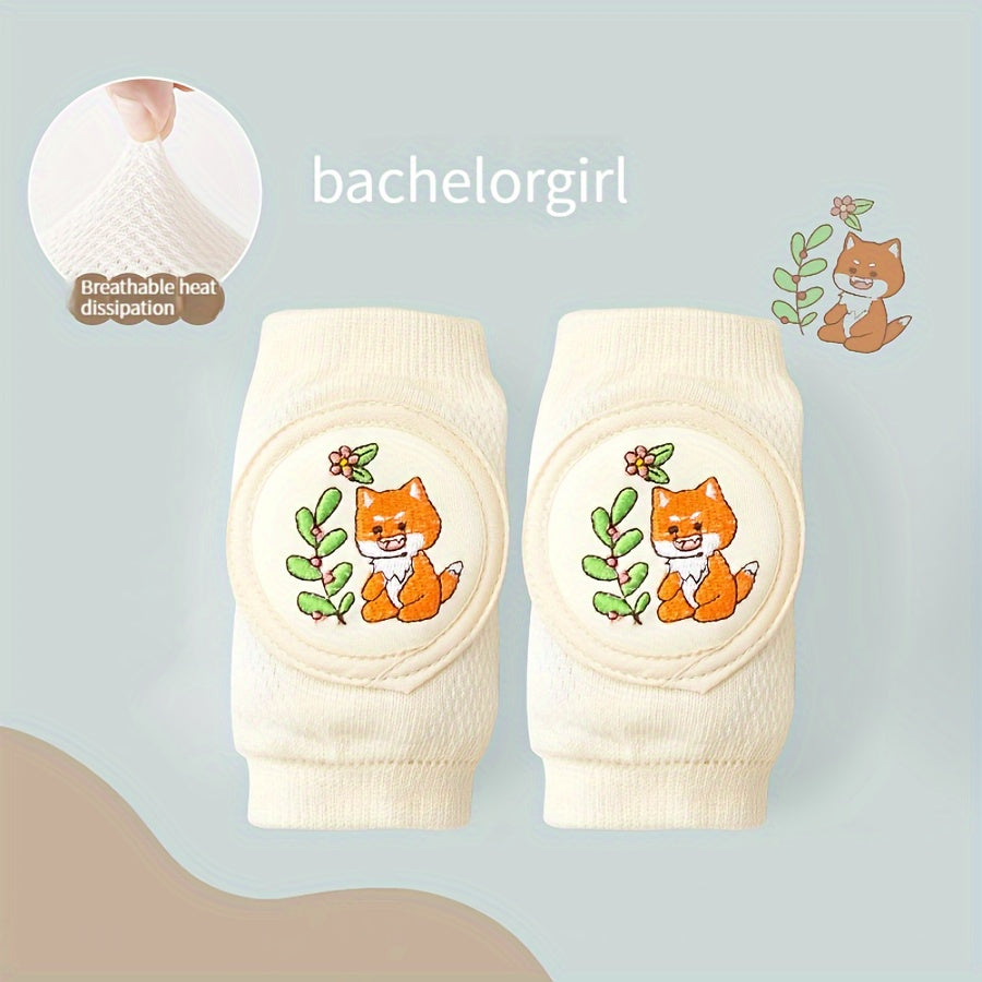 Kids Knee Pads Set of 2 Lightweight Breathable Anti-Slip Beige Polyester