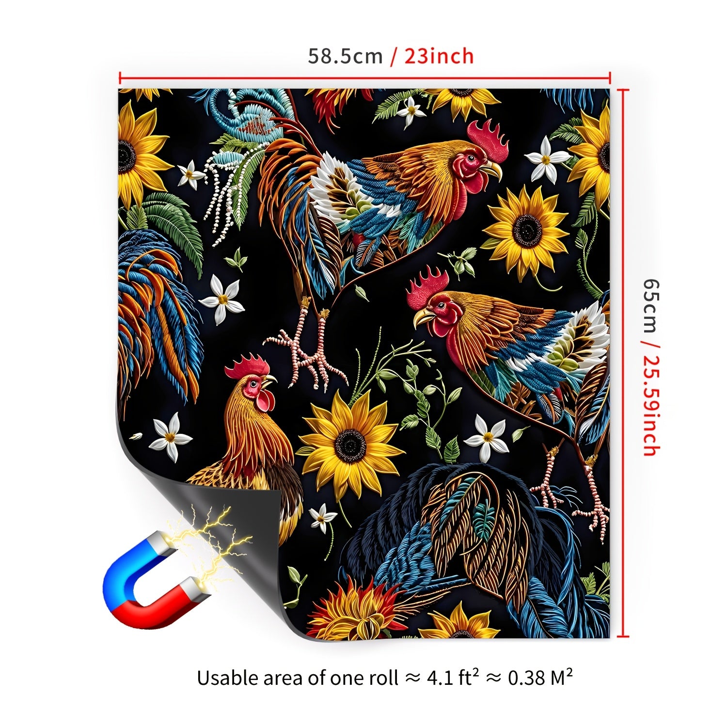 Quyosh gul va Qo'y qushi oshxona dekoratsiyasi magnitli idish-tovoq qoplamasi decal 58x66 sm