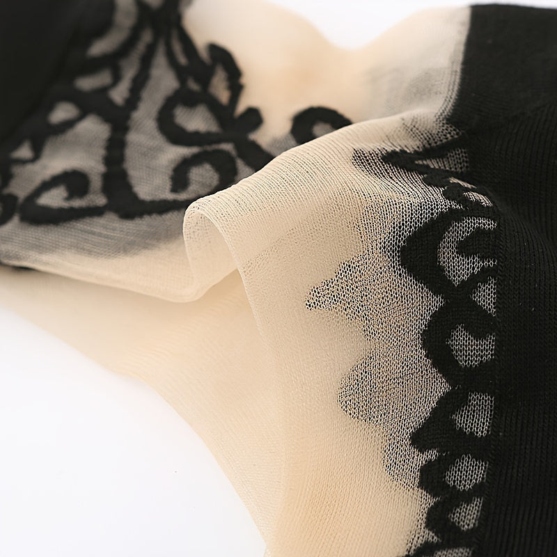 Women's Mid-Calf Crystal Socks Pack of 5 Breathable Skin-Colored Summer Socks