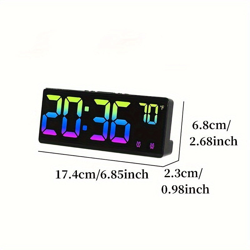 Digital Alarm Clock Voice Control Dual Alarm Night Mode Adjustable Brightness USB Powered