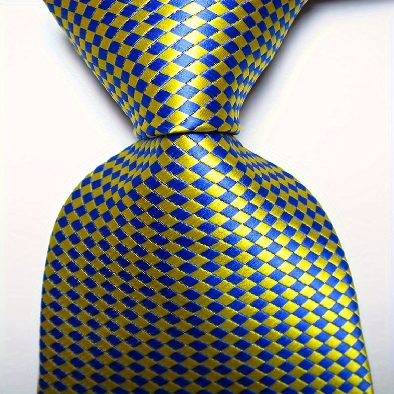 Men's Plaid Pattern Wide Business Casual Necktie