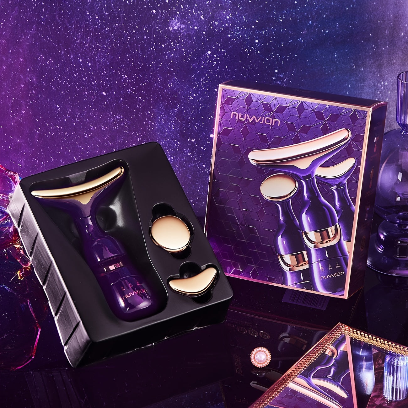 3-in-1 Facial Massager High-Frequency Vibration Battery Operated for Full Face Neck Eye