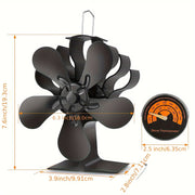 Fireplace Stove Fan Black Heat Powered Log Burner Fan with Overheat Protection