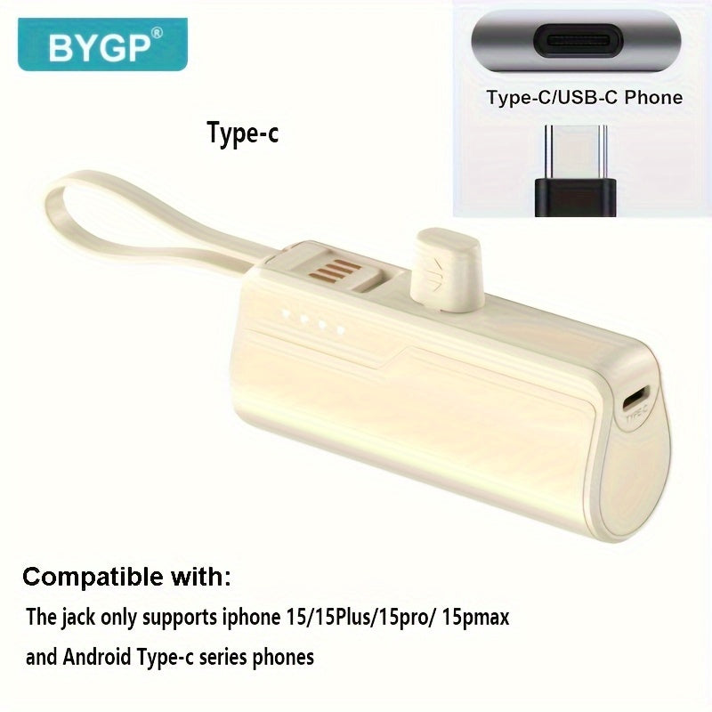 5000mAh Mini Portable Power Bank for iPhone and Android USB-C Charger