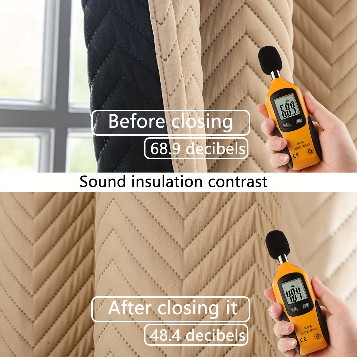 2-Piece Thick Blackout Curtains for Winter Soundproof Windproof Geometric Twill Polyester