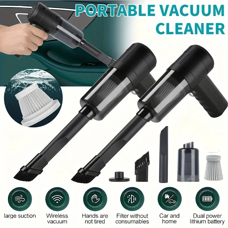 Wireless Portable Vacuum Cleaner with 3-in-1 Nozzle for Home Car Pet Grooming