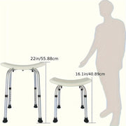 Adjustable Shower Chair for Elderly Disabled Aluminum Seat Non-Slip Feet White