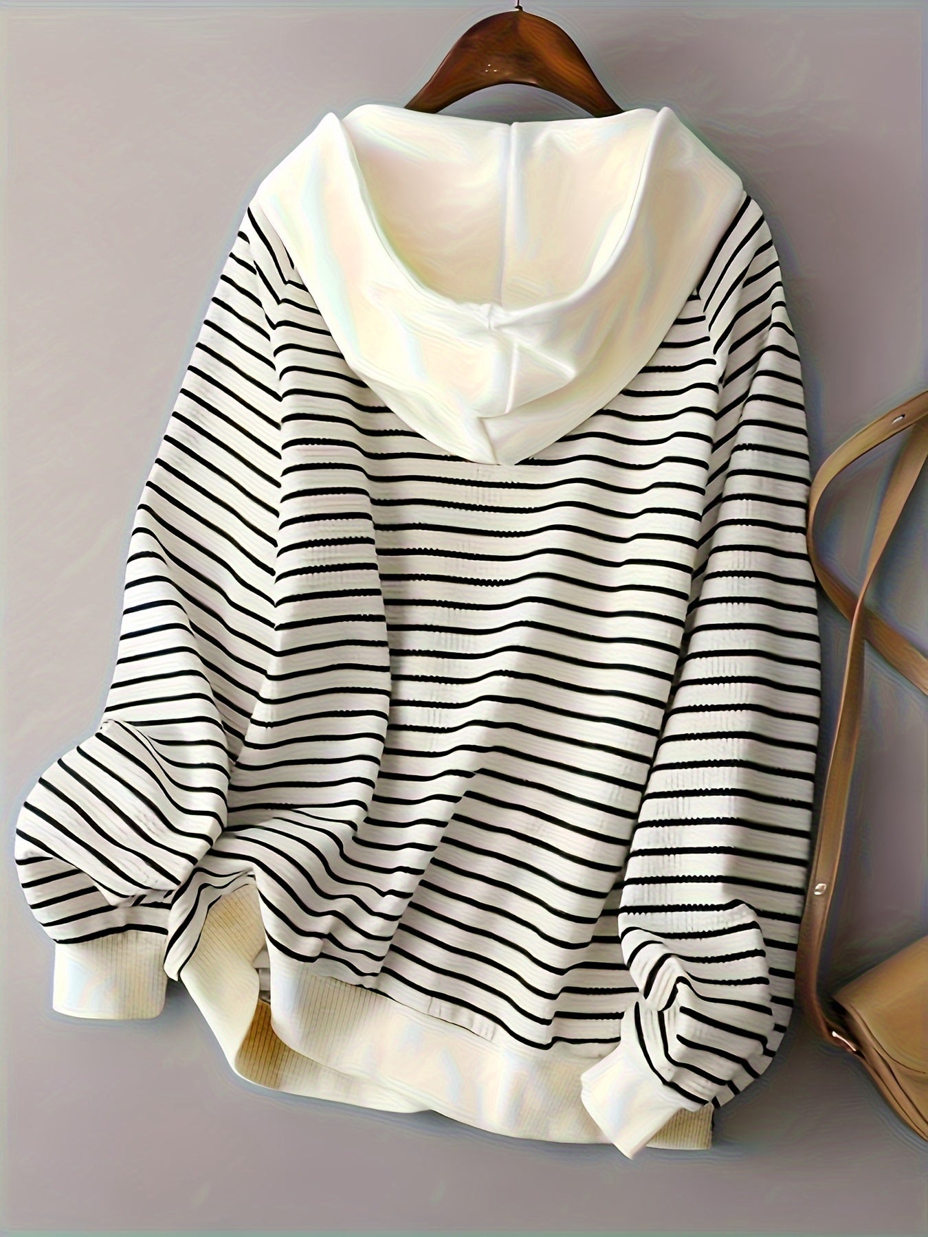 Women's Striped Crochet Knit Hooded Cardigan Sweater Lightweight Spring Fall Casual Vacation