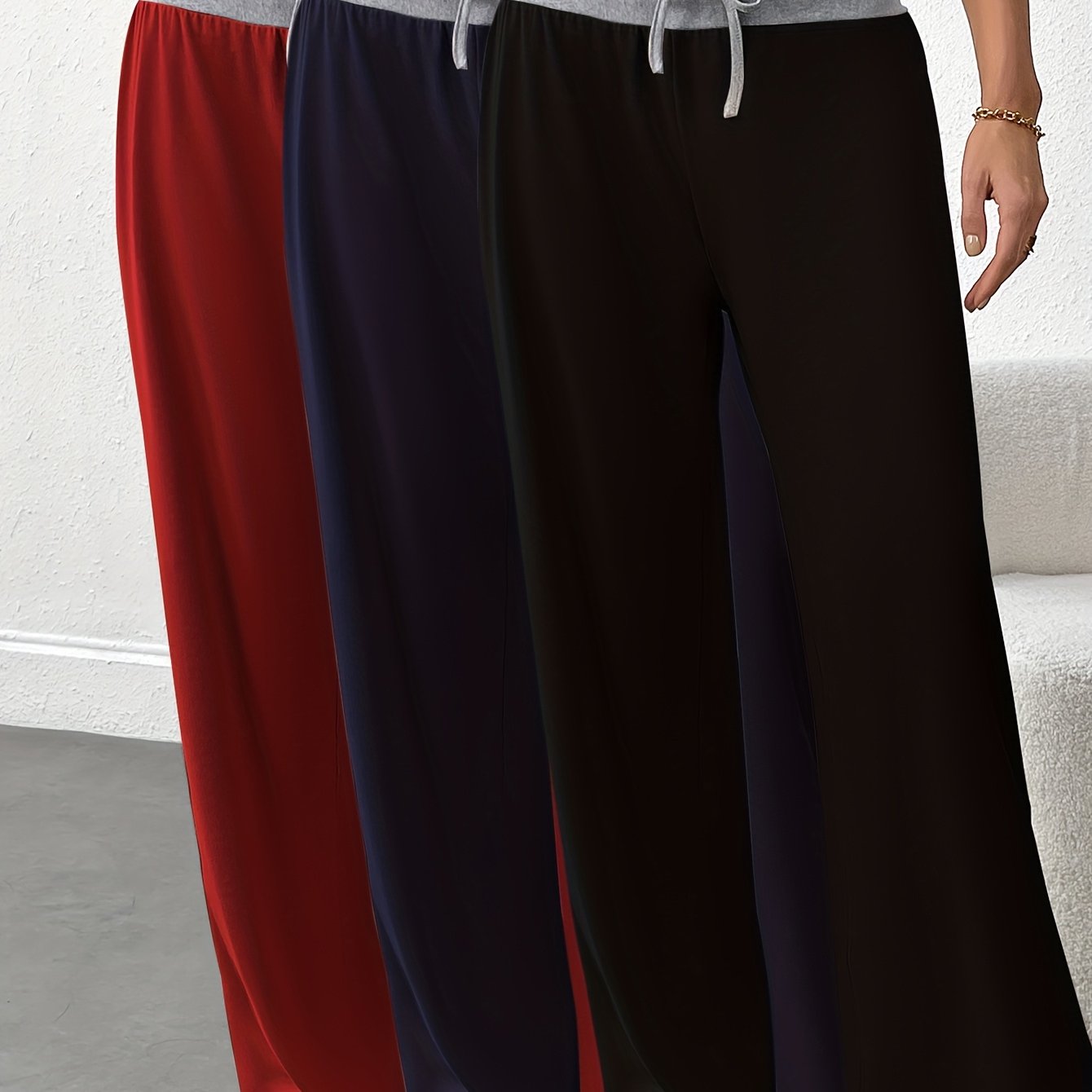 Plus Size Women's Lightweight High-Waisted Drawstring Yoga Pants Set