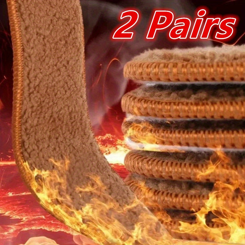 Unisex Winter Alpaca Insoles Soft Plush Breathable Warm Absorbent 2 Pairs