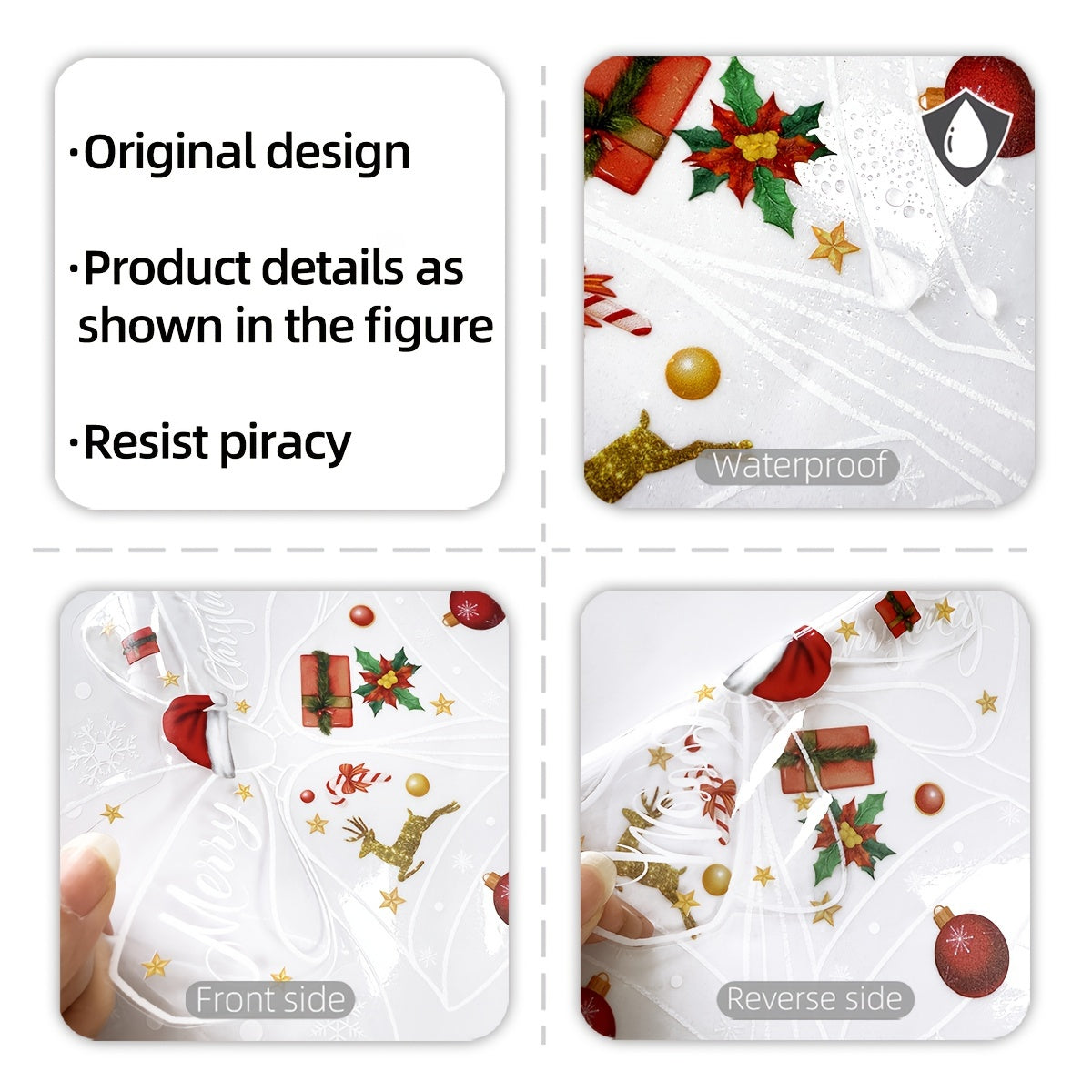 Bell Snowflake Rojdestvo Ta'til Shisha Deraza Dekali Ikki tomonlama o'z-o'zini yopishtiradigan