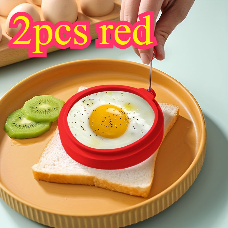 Ikki dona yurak shaklidagi silikon tuxum halqalari, pancake, omlet va po'lat tuxumlar uchun yopishqoq emas qovurish qoliplari - oziq-ovqat bilan aloqa uchun xavfsiz