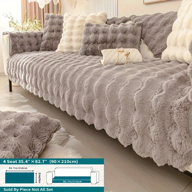 Winter Plush Sofa Cover Anti-Slip Dustproof Slipcover for Couch Living Room Bedroom