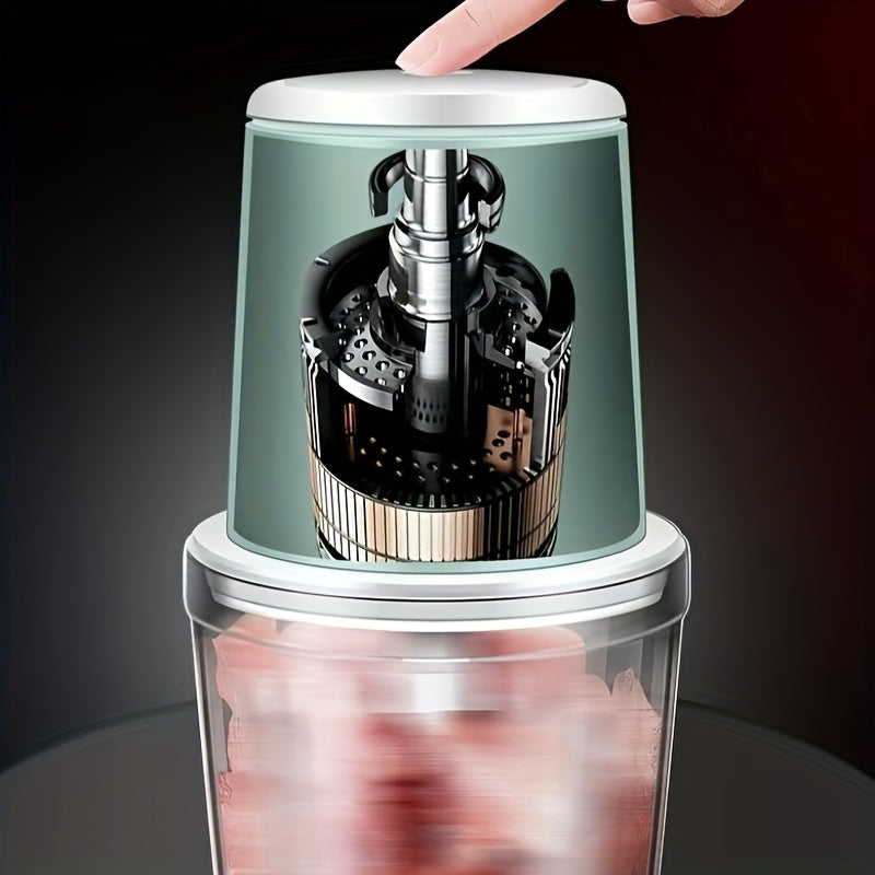 USB bilan qayta to'ldiriladigan elektr go'sht maydalagich va oziq-ovqat protsessori - 0.6L shisha blender, 6 ta o'tkir pichoq bilan, 148W, yengil to'q rangli asos, shaffof korpus, uy oshxonasida foydalanish uchun mukammal