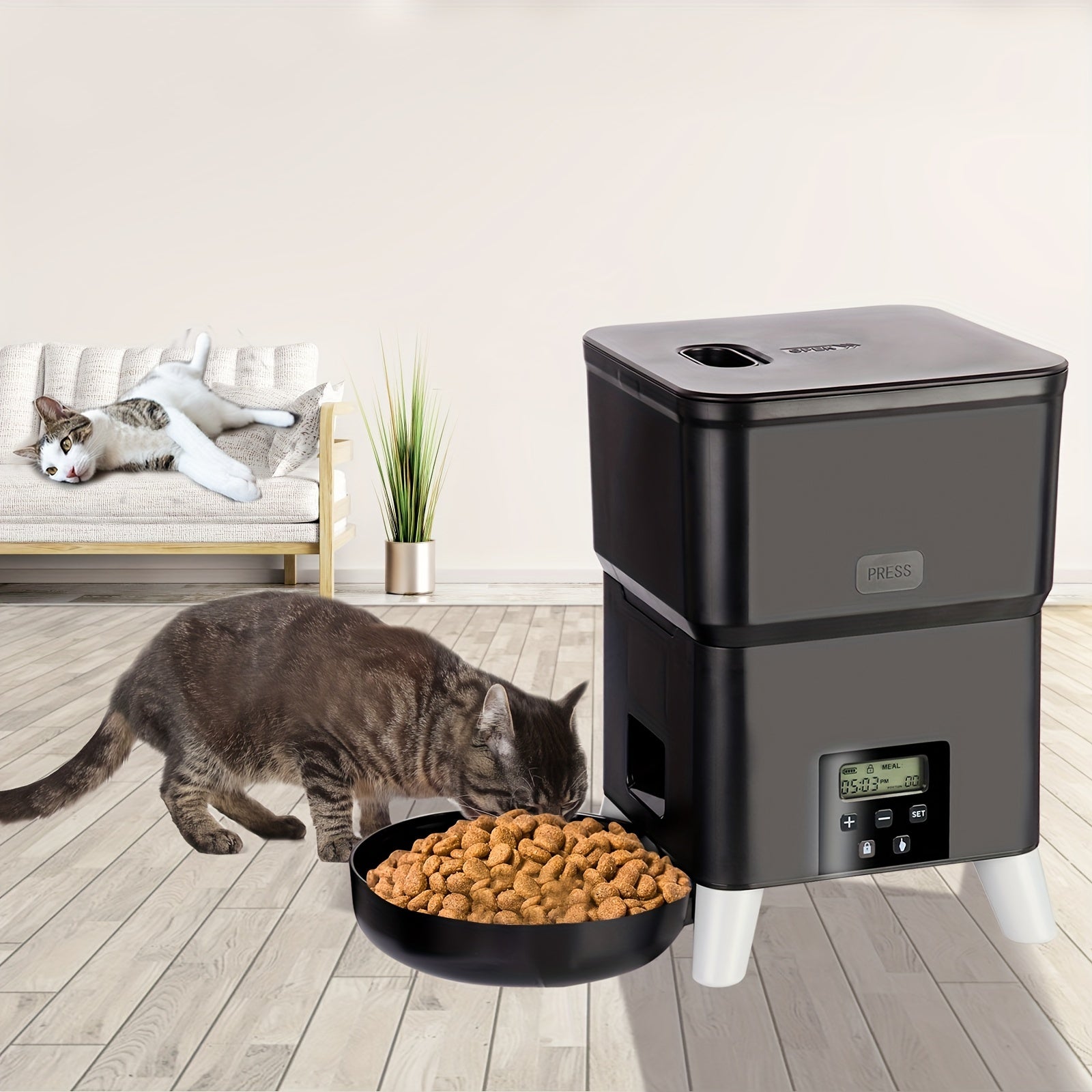 3L Automatic Pet Feeder with Timer for Cats and Dogs USB and Battery Powered