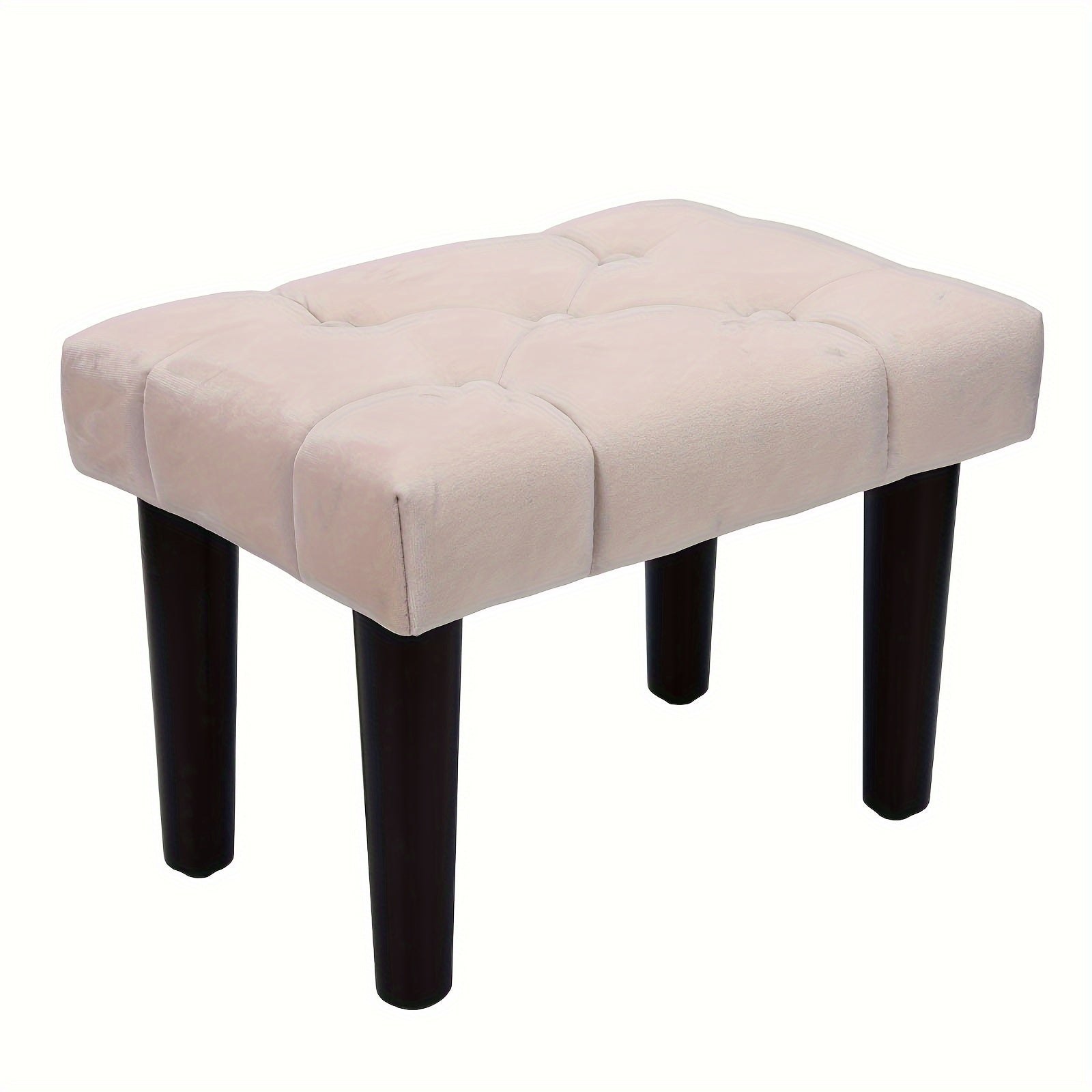 Small Velvet Footstool Ottoman with Wood Legs for Living Room Entryway Office